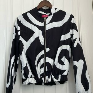 Mundefeis Black and White Satin Bomber Jacket
